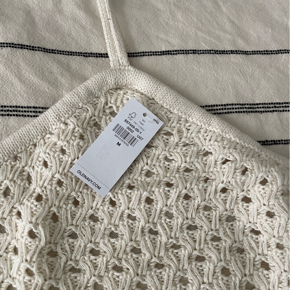 NWT Old Navy Halter Tie-Strap Crochet Mini Dress - Picture 4 of 6